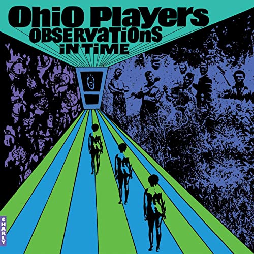 Ohio Players album cover, featuring silhouetted figures and vibrant green lines.