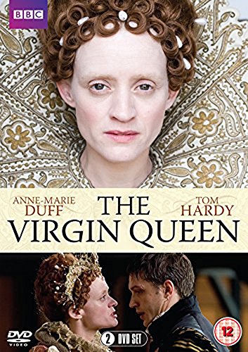 DVD cover for "The Virgin Queen" featuring a woman in ornate 16th-century attire.