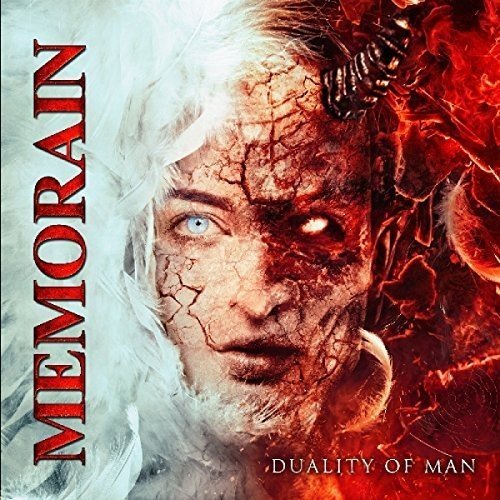 CD cover: split face, half angelic, half demonic, with red text "Memorain".