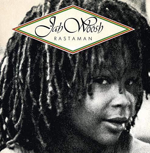 Black and white album cover with a man with dreadlocks and a diamond-shaped title overlay.