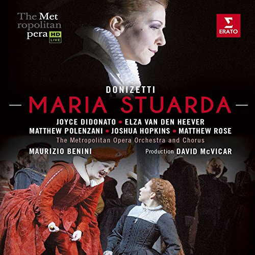 "Bluray cover of 'Donizetti: Maria Stuarda' featuring three women in historical attire."