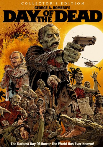Day of the Dead" DVD cover featuring a zombie pointing a gun.