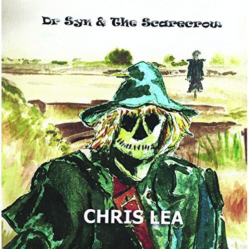 "Album cover featuring a watercolor painting of a skeleton scarecrow in a hat."