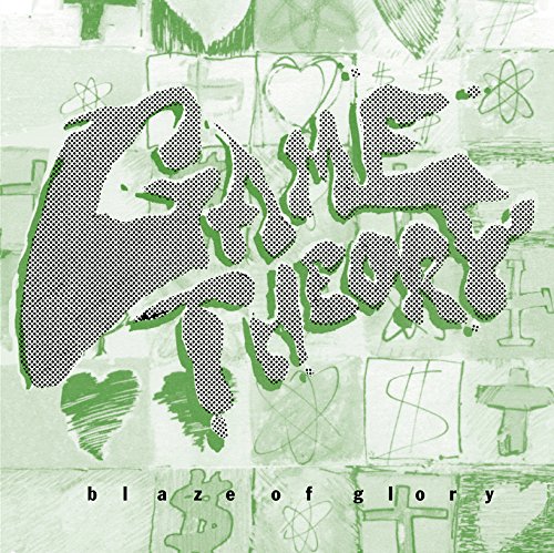 The image shows a CD cover with a green and white abstract design. Alt text: Green and white abstract CD cover with "blaze of glory" text.