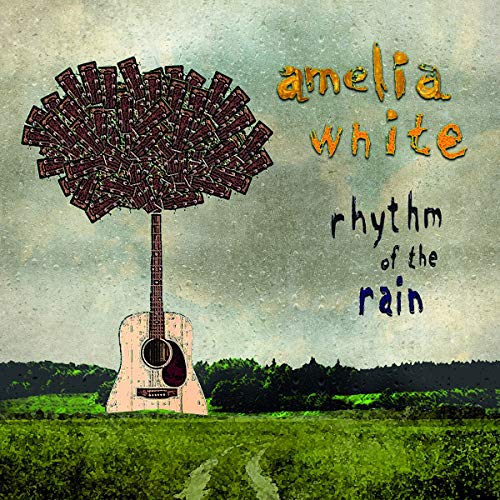 CD cover for Amelia White’s “Rhythm Of The Rain” with guitar and tree.