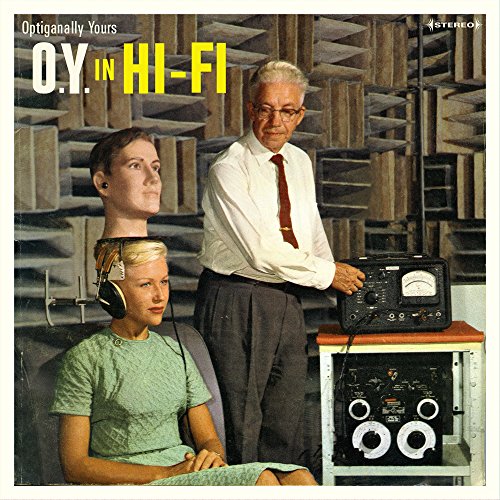 A man adjusts audio equipment next to a woman wearing headphones in an anechoic chamber.