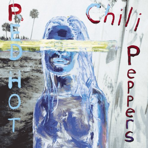 "Red Hot Chili Peppers album cover featuring a blue statue with obscured face."