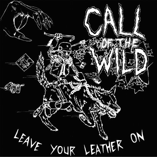 Black vinyl album cover with white illustration of skeleton riding wolf, surrounded by stars.