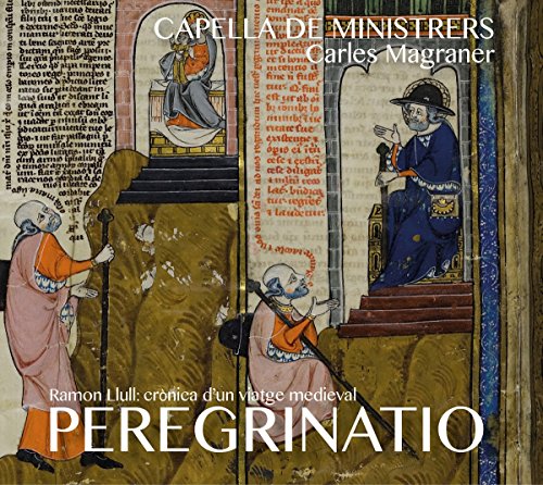 "CD cover with medieval manuscript illustration of three robed figures and text."