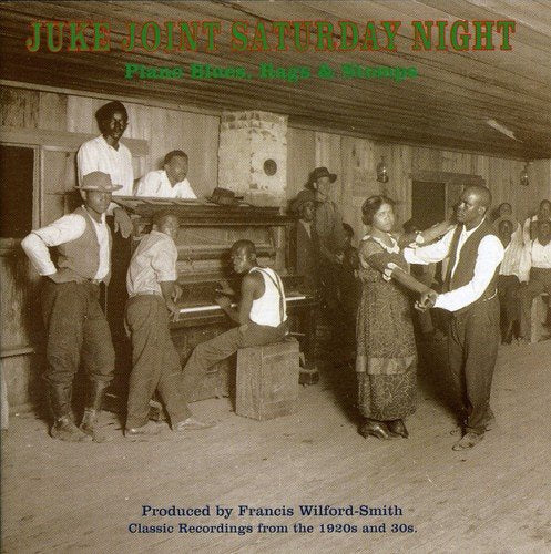 "Vintage sepia-toned CD cover with people dancing and playing piano in a wooden room."