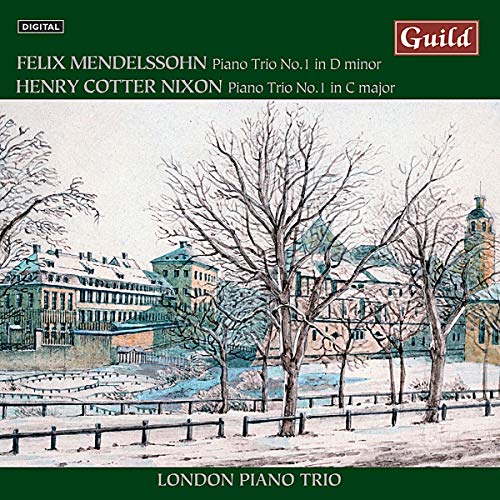 CD cover for Mendelssohn piano trios featuring a winter landscape painting.