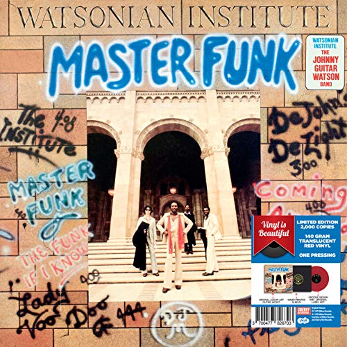 Album cover for "Master Funk" by Watsonian Institute, featuring a band on steps.