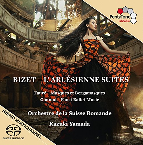CD cover: woman in red dress dancing in an ornate, old theater, with white text overlay.
