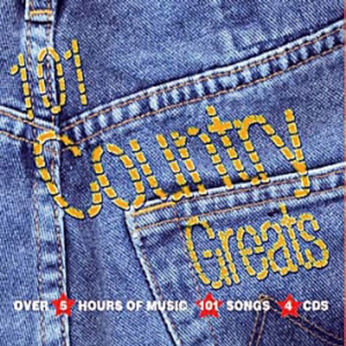CD cover for “101 Country Greats” with denim and gold lettering.