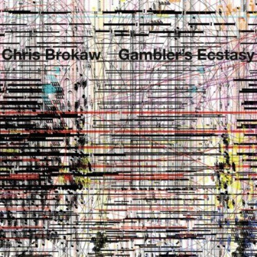 Chris Brokaw's "Gambler's Ecstasy" album cover, featuring abstract, distorted lines on a white background.