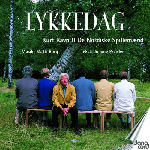 CD cover: six men seated on a bench in a grassy field.