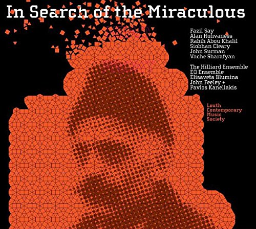 "CD cover art with orange-toned face on black background, titled 'In Search of the Miraculous'."