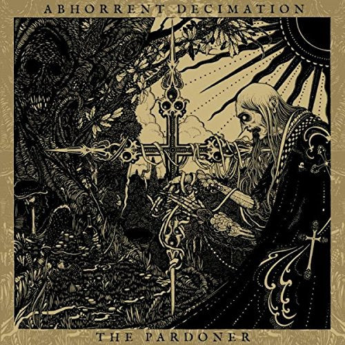 "Album cover art featuring a bearded man holding a cross, with dark, mystical imagery."