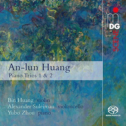 "CD cover with abstract blue background, text, and logos."