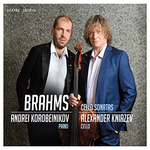 CD cover featuring two musicians with a cello, titled "Brahms Cello Sonatas".