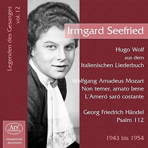 CD cover with a black-and-white portrait of Irmgard Seefried on a red background.