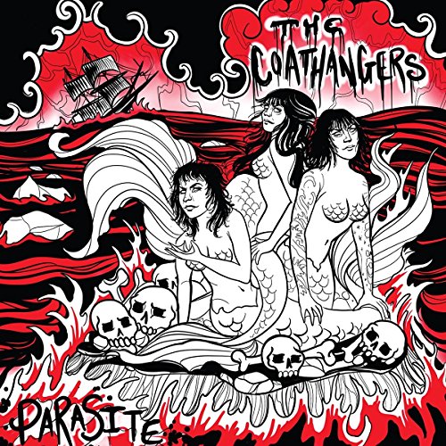 Album cover art featuring three mermaids among skulls in a red and black sea.
