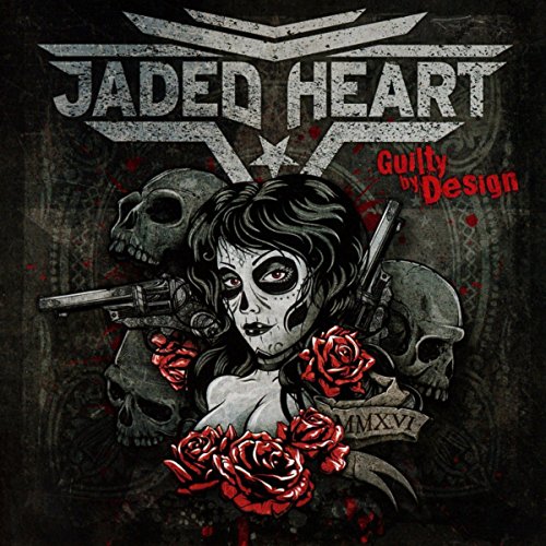 CD cover: skull, woman with gun, roses, and band name "Jaded Heart".