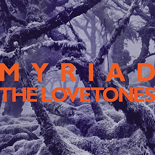 "CD album cover with frosty forest scene and orange text 'MYRIAD THE LOVETONES'."