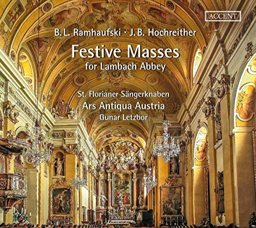 The image depicts a CD cover featuring a grand, ornate church interior. #### Alt text: "CD cover with ornate church interior and white text."