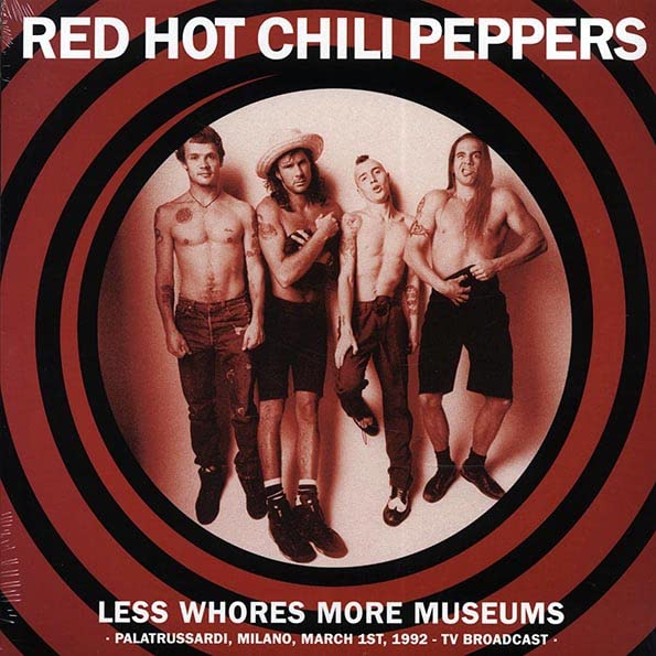 Red Hot Chili Peppers album cover with four shirtless band members.