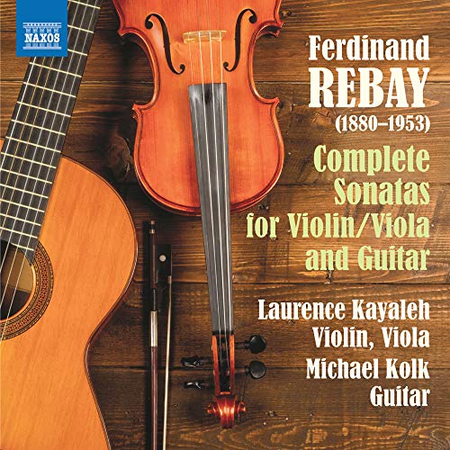 CD cover with violin, bow, and guitar on a wooden background.