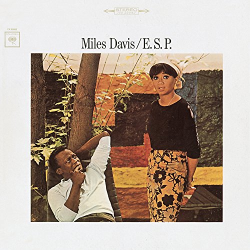 Album cover for Miles Davis’ “E.S.P.” featuring a couple in a garden.