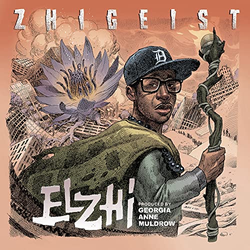 Album cover for Elzhi & Georgia Anne Muldrow’s “Zhigeist” with illustrated artwork.