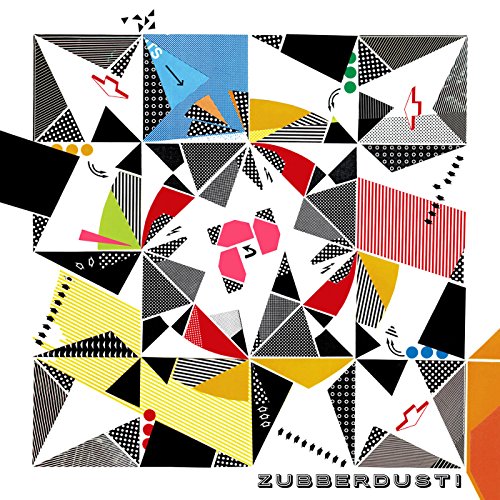Abstract geometric album cover with triangles in black, white, and color.