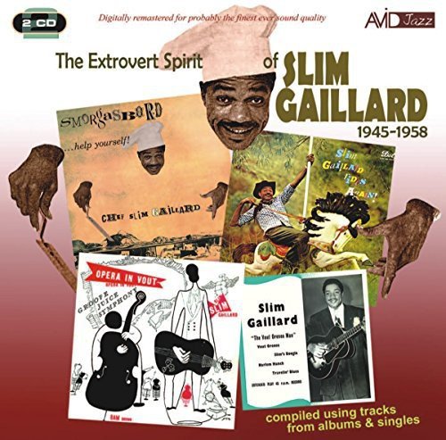 "CD cover with multiple Slim Gaillard album covers and a red gradient background."