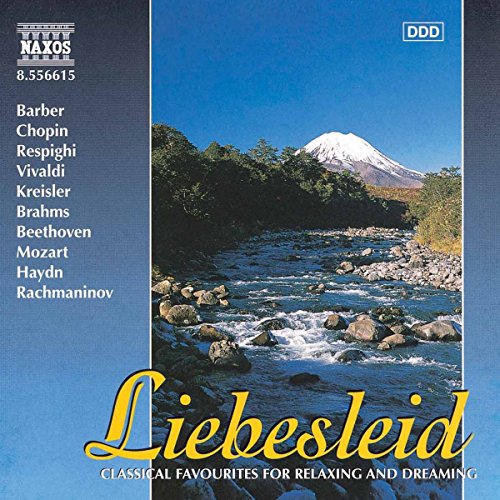 CD cover with a mountain landscape and golden script reading "Liebesleid".
