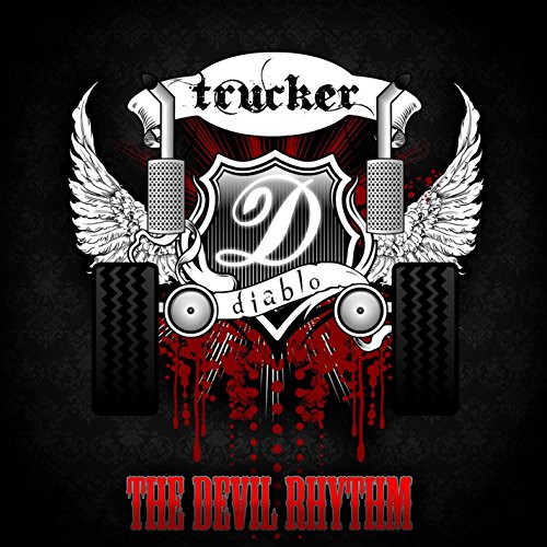 CD cover for Trucker Diablo’s “The Devil Rhythm” with wings and tires.