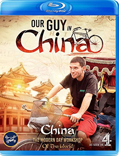 "Blu-ray case with man riding a motorbike in front of a Chinese building."