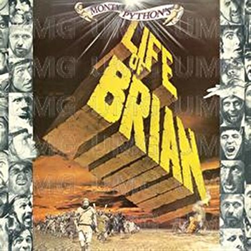 "Monty Python's Life of Brian CD cover with stone tablets and biblical scene."