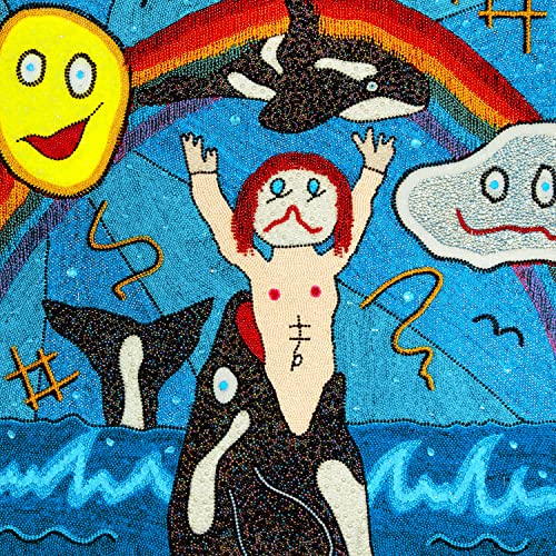 Pixel art CD cover with sun, orca, person, and ocean waves.