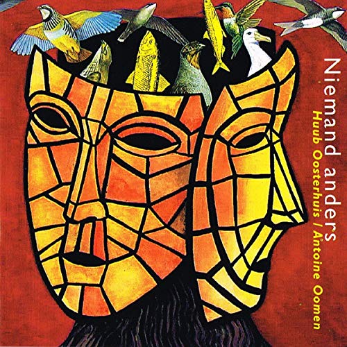 CD cover featuring a stylized orange face and colorful birds.