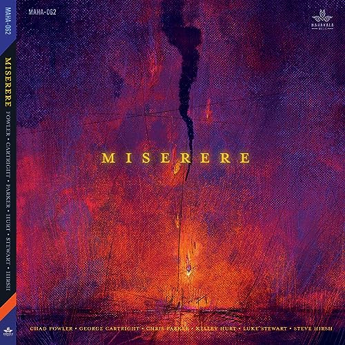 CD cover for "Miserere" by Fowler & Cartwright, with fiery abstract art.
