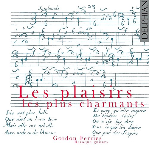 "CD cover with sheet music background, red and black text, 'Gordon Ferries' and 'Delphian' labels."