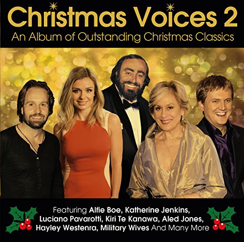 "CD cover with 'Christmas Voices 2' title and five singers against a gold background."