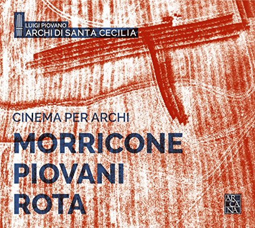 Red and white abstract album cover with blue and white text, featuring "MORRICONE PIOVANI ROTA".