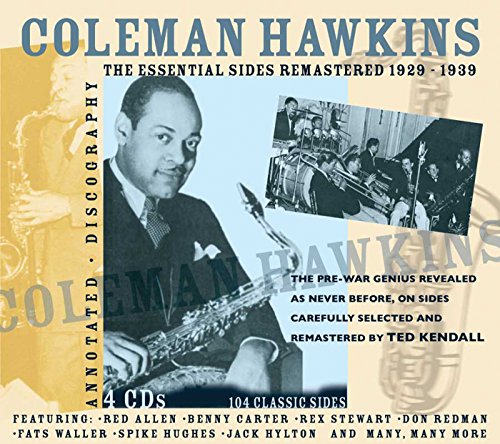 Coleman Hawkins CD cover featuring a black-and-white portrait of the musician with a saxophone.