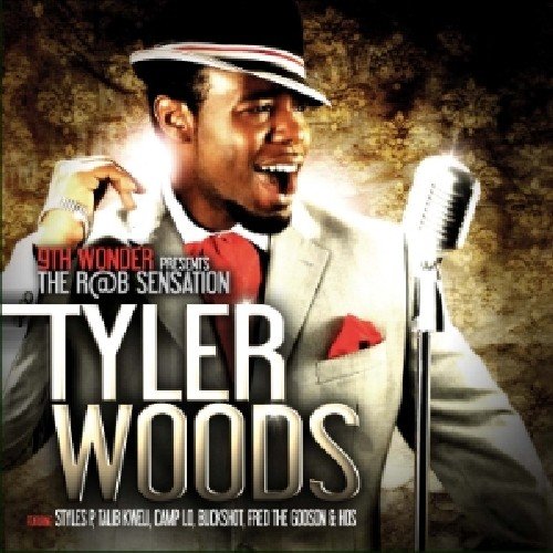 Tyler Woods CD cover: singer in hat with vintage microphone.