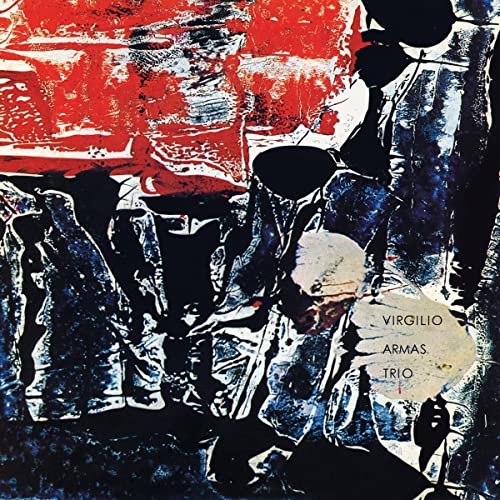 Vinyl record cover: abstract red and white painting with silhouetted figures.