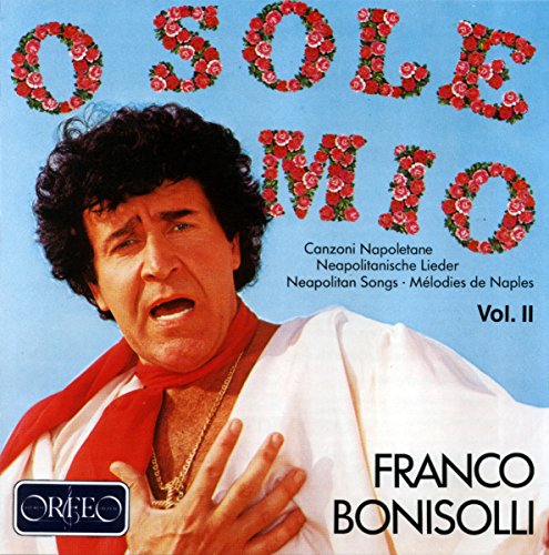 CD cover featuring Franco Bonisolli and floral lettering, “O Sole Mio.”