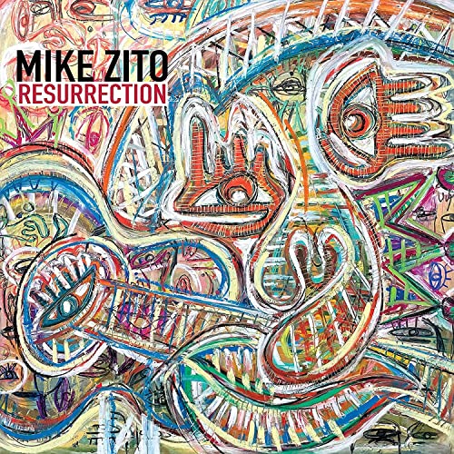 Album cover for Mike Zitoās āResurrectionā featuring colorful, abstract painted figures.